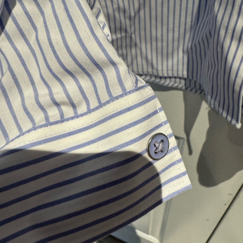 Blue Striped Chico’s Button Down Shirt - image 3